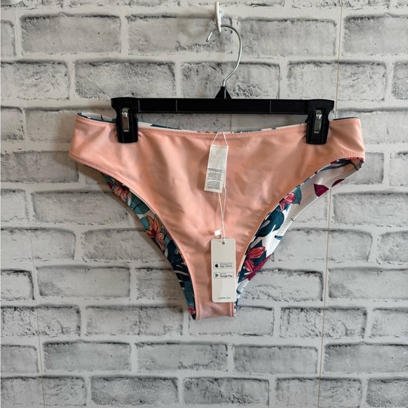 NWT! Women’s Cupshe reversible tropical monstera leaf - peach bikini bottoms XXL - Picture 4 of 4